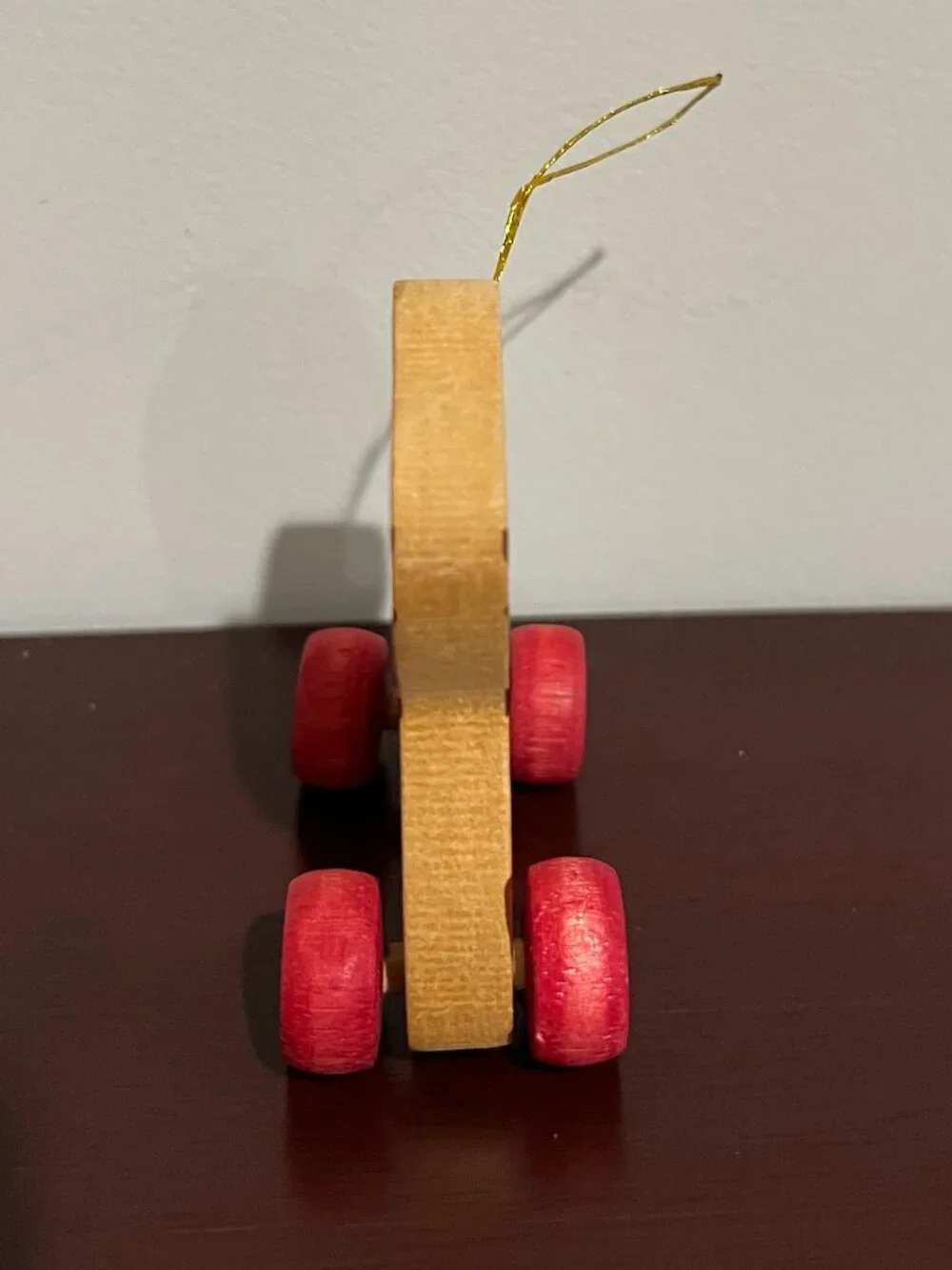 Wooden Cat Christmas Ornament Rolling Wheels Folk Art Primitive Kitty